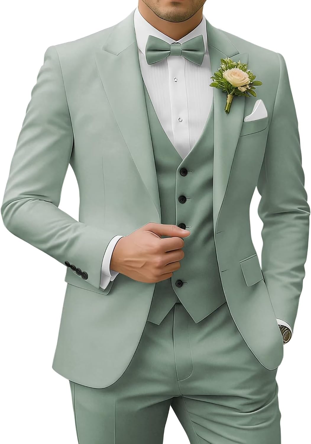 3 Piece Suits Slim Fit, Peak Lapel 2 Button Blazer Jacket image 1